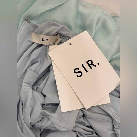 NWT SIR. Alessia Draped Gown in Ice Blue new FWRD long sleeve silk ruched maxi - Picture 8 of 11